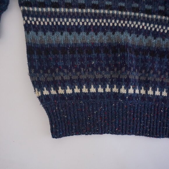 Vintage Fabrizio Navy Multicolour Turtleneck Knit Sweater Cabincore Minimalist M - Picture 6 of 8